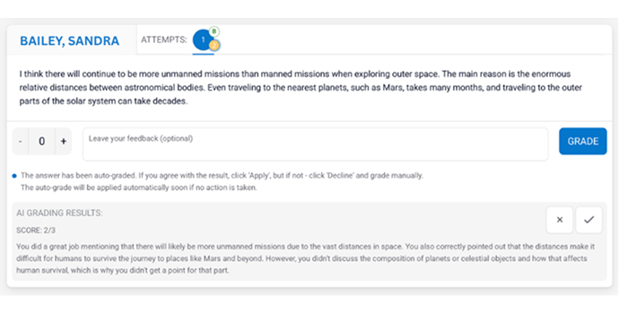 AI Grading for Short Answer